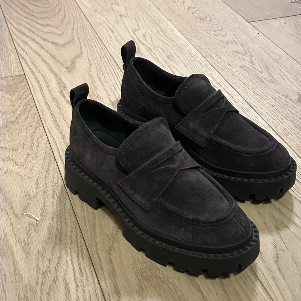 Ash Dark Suede Loafers with Chunky Sole